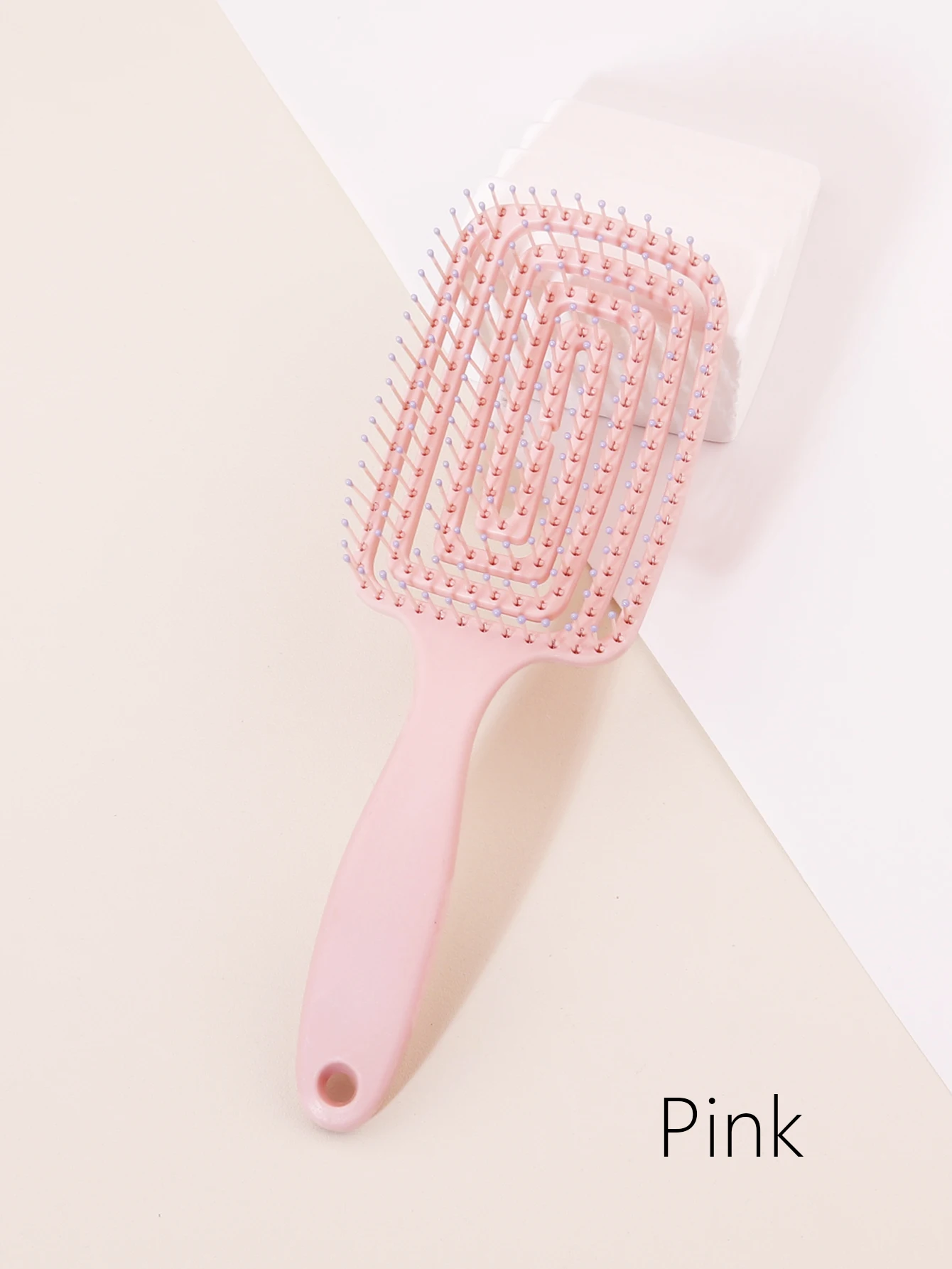 قطعة واحدة من مشط تدليك فروة الرأس بمقبض بلاستيكي مجوف، مشط تدليك ناعم لتصفيف الشعر، خاص بشعر مستعار حقيقي