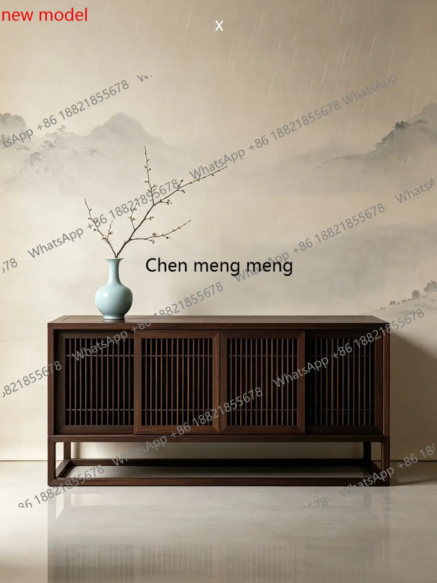 N138New Chinese style dining side cabinet, living room locker, four-door storage cabinet