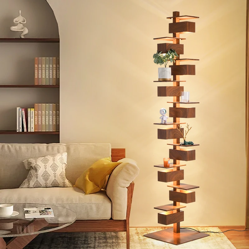 

French-style flowing water villa floor lamp log wind, light and shadow art ornament living room medieval decorative lamp