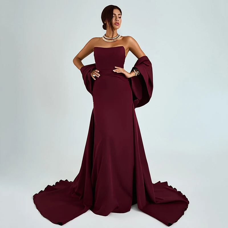 

Thinyfull Women Mermaid Prom Dresses 2024 Strapless Chiffon Evening Party Dress Saudi Arabia Night Cocktail Prom Gowns Plus Size