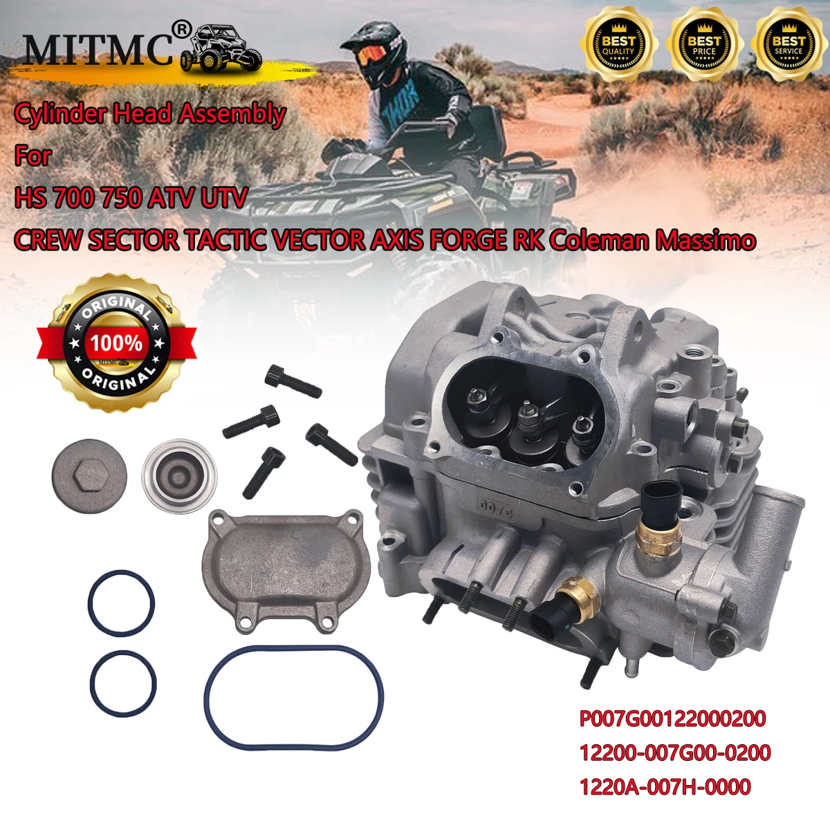 Cylinder Head Assembly For HS 700 750 ATV UTV CREW SECTOR TACTIC VECTOR AXIS FORGE RK Coleman Massimo 1220A-007H-0000