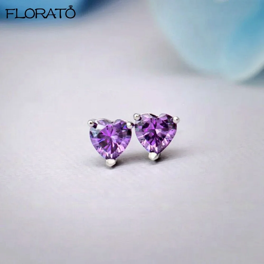 Trendy Multicolor Heart Earrings 925 Sterling Silver Needle Fashion Stud Earrings for Women Cartilage Puncture Jewelry 2023