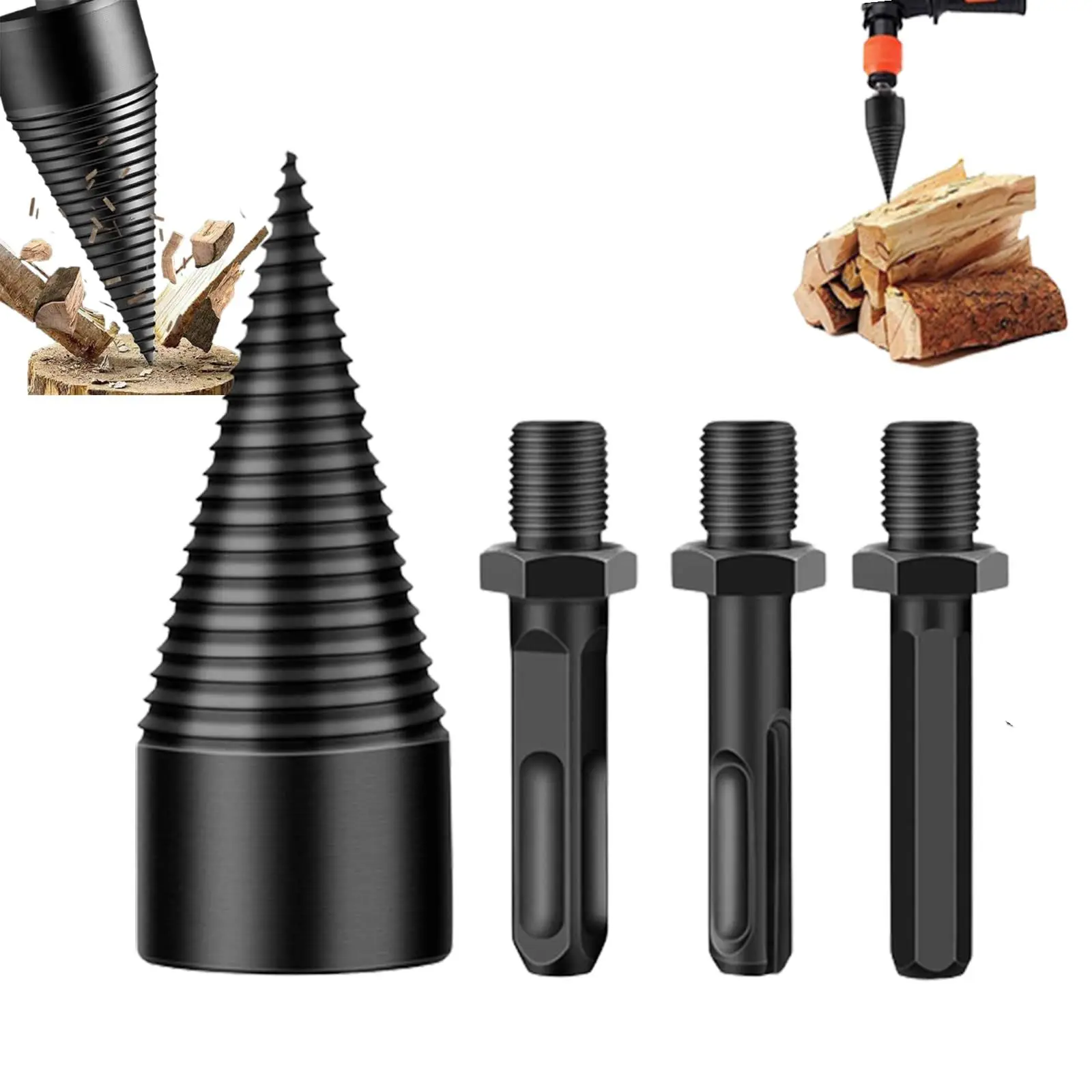 

Wood splitter household electric hammer electric drill impact drill rural splitting cone splitting firewood bit