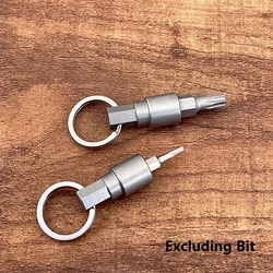 Titanium Alloy Mini Screwdriver Multifunctional Tool, Two Different 4mm 6mm Caliber Magnetic Unpacking Keychain Bit Pendant