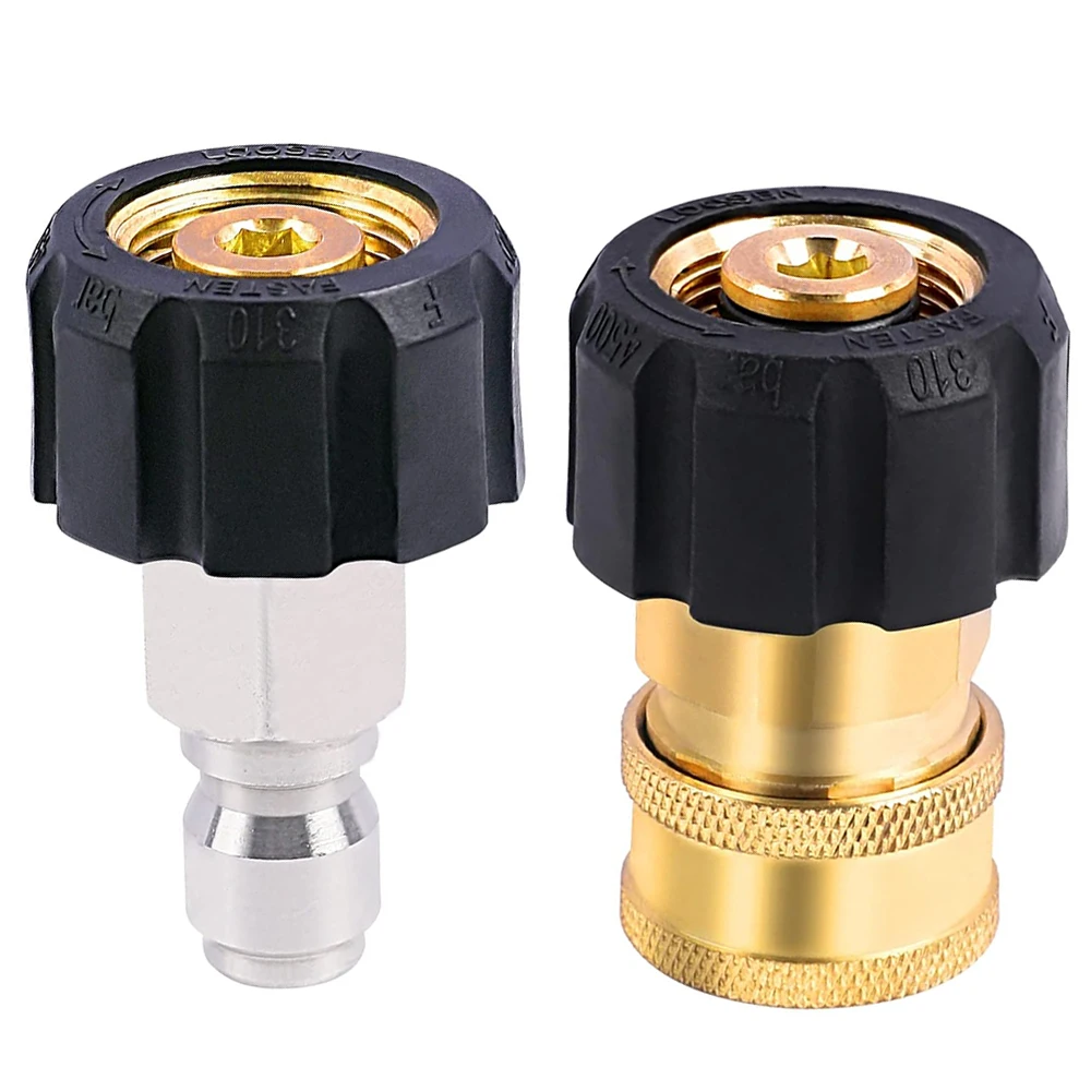 Swivel Couplers 2Pcs Pressure Washer Adapter Set M22-14mm/15mm to 1/4 Quick Hitch For High Pressure Wash Gun & Hose