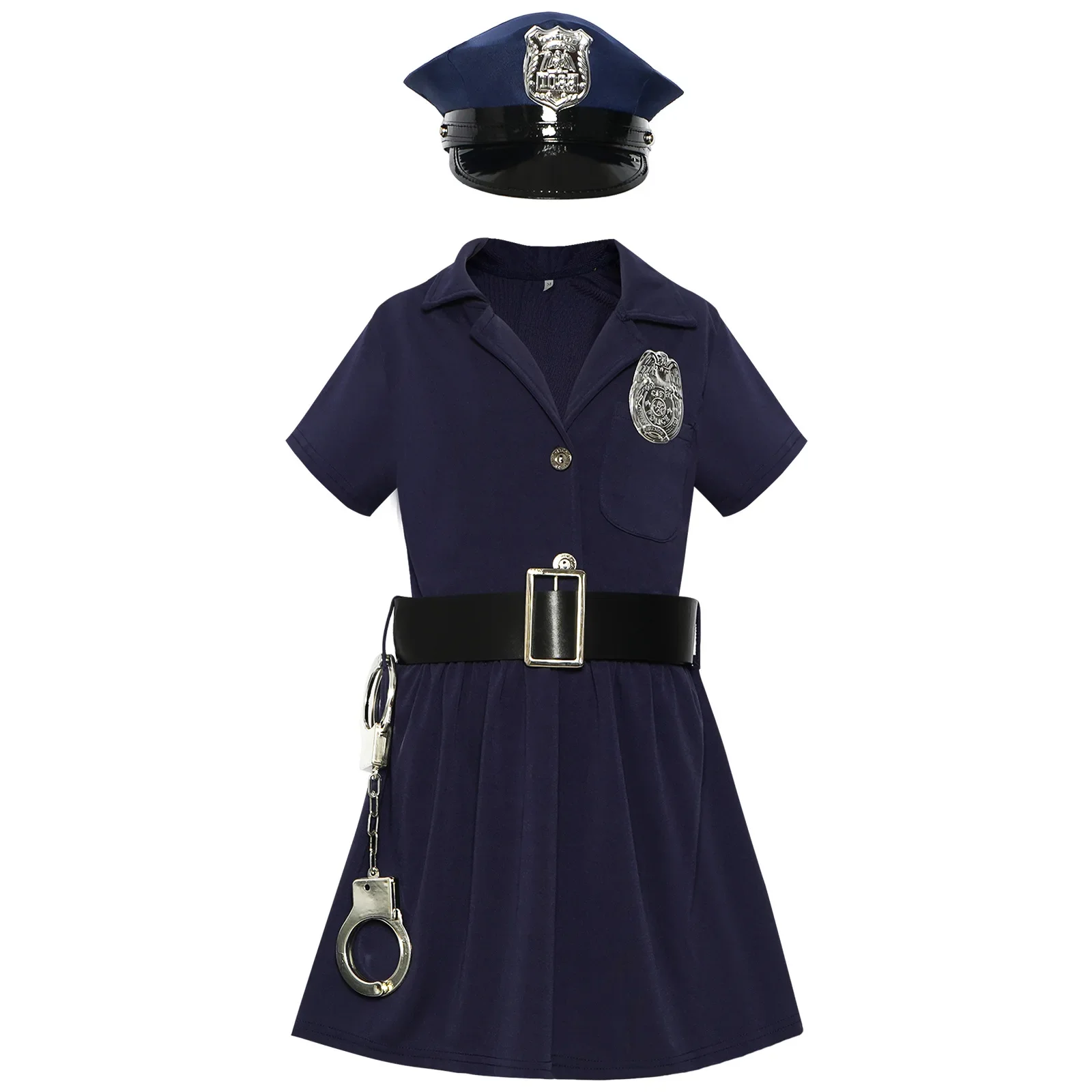 

2026 new Role Play Outfit Police Officer Work Uniform Halloween Role Play Button Costume Police Toy Accessory