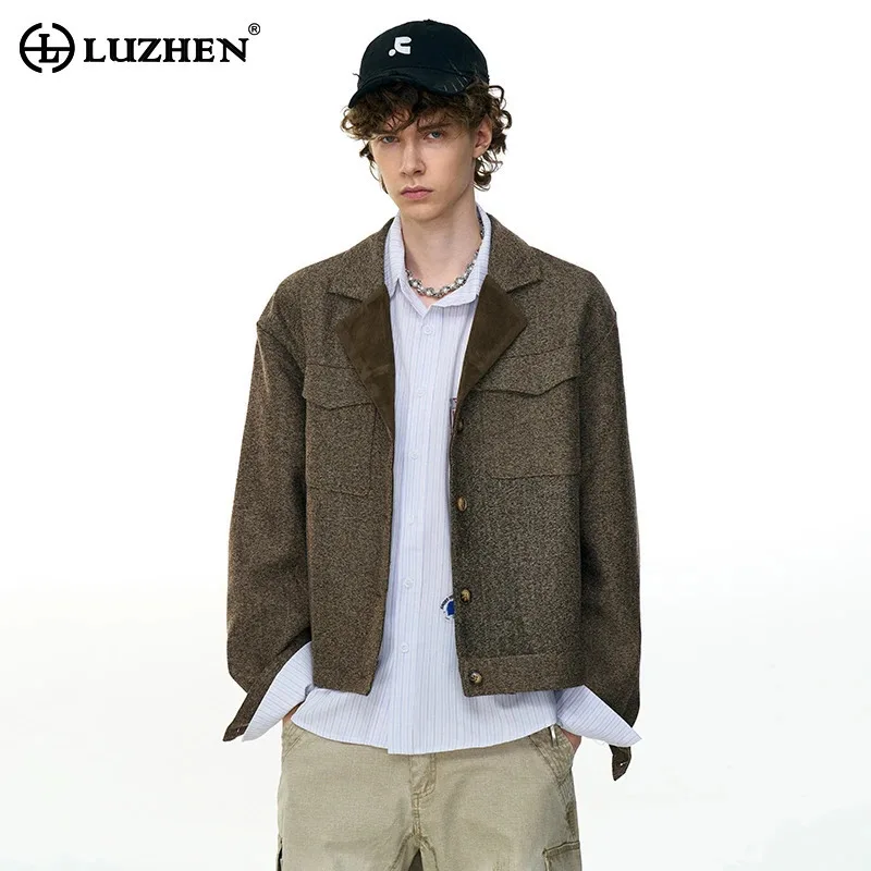 

LUZHEN 2025 Autumn New High Quality Pockets Decorate Casual Jacket Men's New Solid Color Elegant Simple Fashion Clothes JY3570