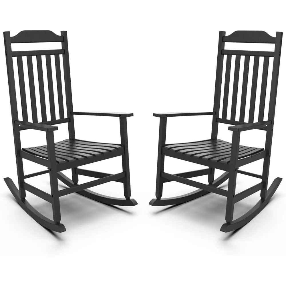 

Rocking Chair Set of 2, Resin Outdoor Rocking Chairs for Adults, All-Weather Porch Rockers for Lawn and Garden