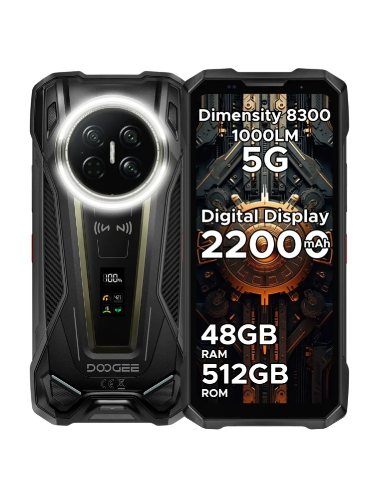 DOOGEE V Max 2 Robustes Smartphone 22000mAh Dimensity 8300 48GB(16GB+32GB) 512GB 6,78'' Bildschirm Duale Campinglampe Android16 Smartphone