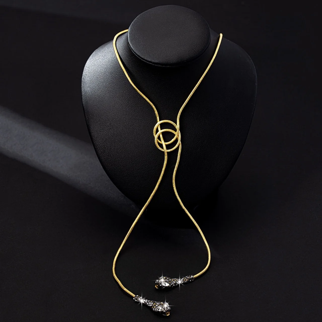 

Genius Original Design Copper-plated Gold-plated Two-tone Snake Series Full Diamond Necklace