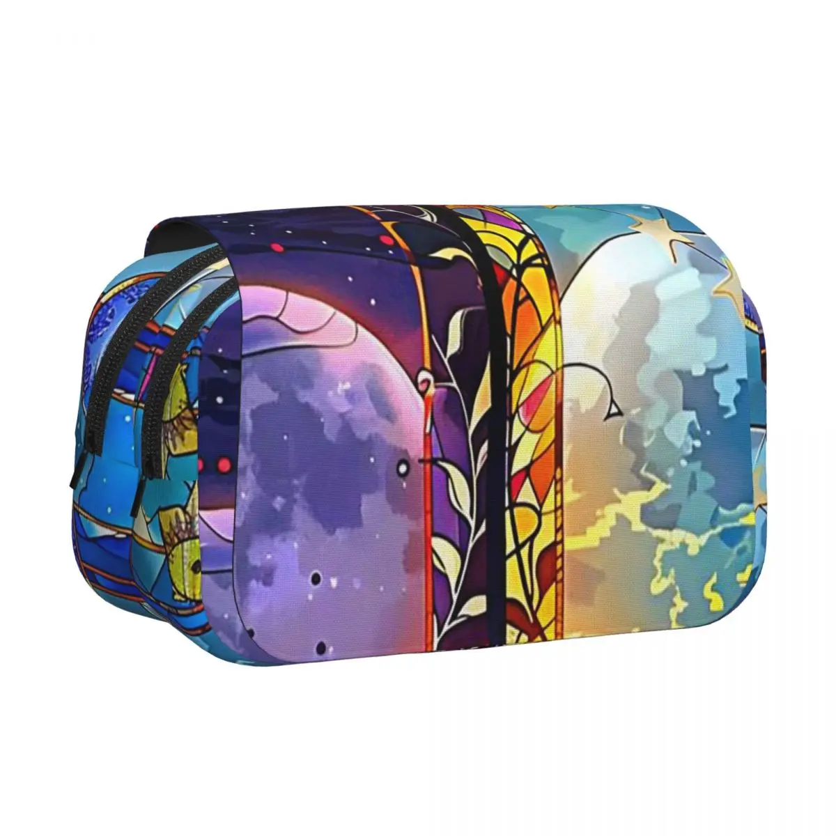 

Модный кожаный пенал-косметичка с жестким корпусом, большой вместительный пенал для ручек и карандашей, дизайн «Солнце, Луна, Богемия, Космос, Астрология»