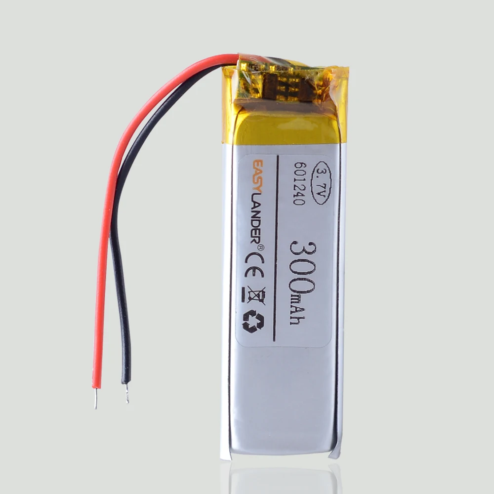 601240 300mAh Lithium Polymer Battery FOR Vehicle Traveling Data Recorder LED Speakers  3D Glasses TWS  Battery Compartment