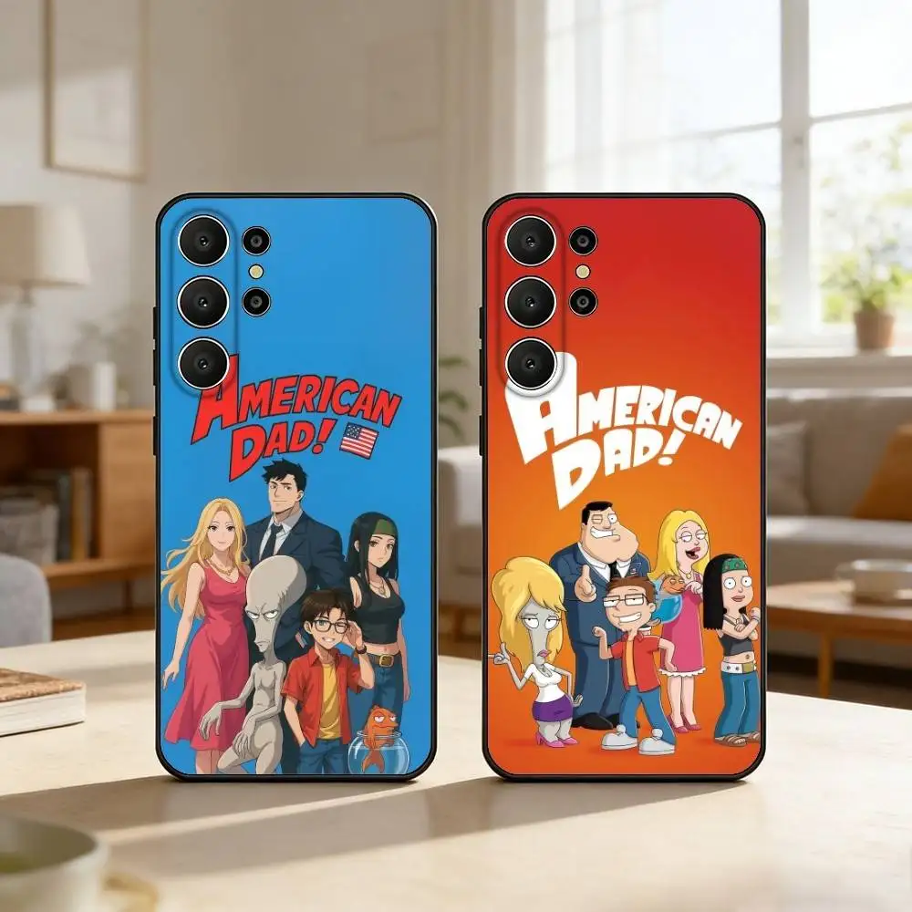 

Comedy Cartoon A-American Dad Phone Case For Samsung S26,S25,24,23,22,30,21,10,9,Ultra,Plus,Lite,FE Soft Black Case