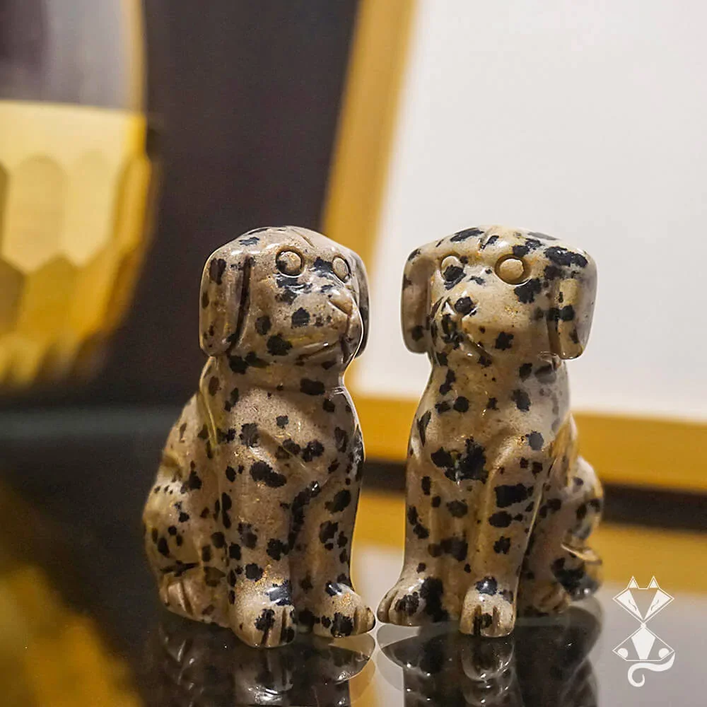 Dalmatian Natural Jasper Mini Cute Dog Figurines Miniature Craft Fairy Garden Kids Bedroom Living Room Ornament Home Decoration