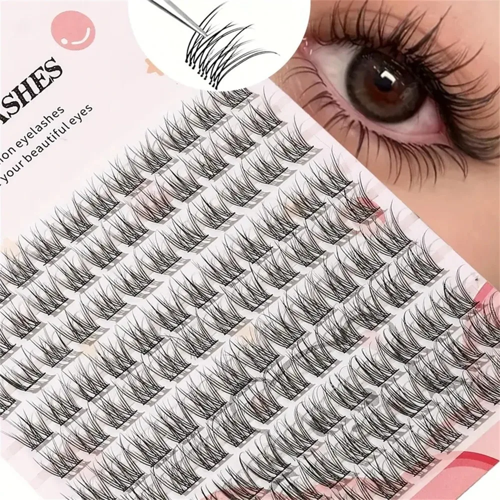 120 Pcs False Eyelash , Cartoon-Style Natural Look,  Dense and Fluffy, Crossed Design for Realistic Bundles, Ideal for Novices