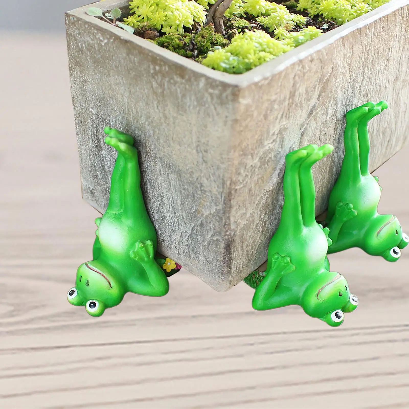 

3Pcs Frog Miniature Figurines Desktop Ornaments Pot Feet Resin Planter Pot Decor for Living Room Porch Desk Office Decoration