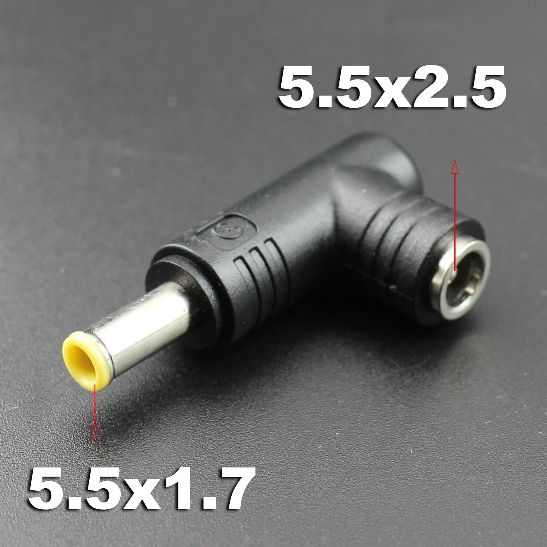 1PCS 5.5*2.5 DC Jack Connector 5.5x2.5 mm Female to 5.5x1.7 Male Converter Laptop Power Adapter 90/180 degree Electrical MA-1210