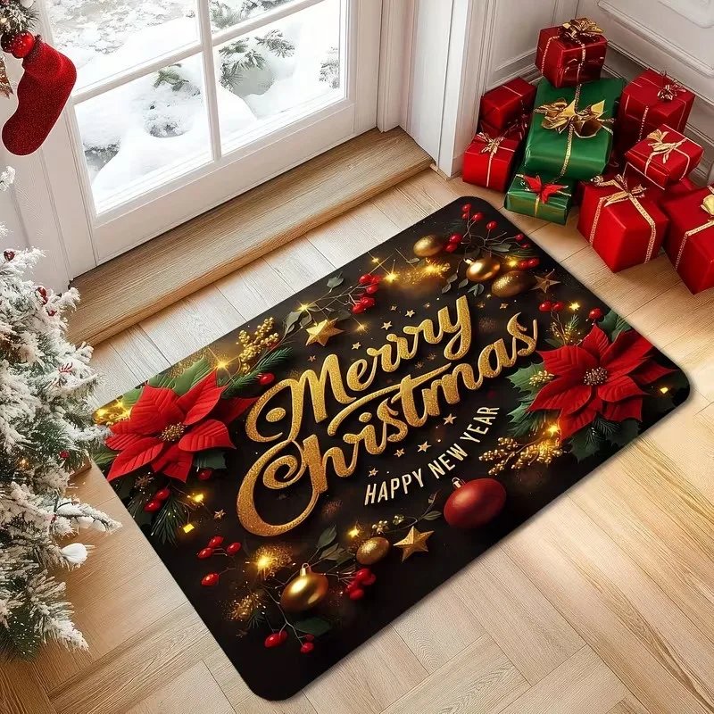 Winter Forest Xmas Design Washable Floor Mat Decorative Door Rug Perfect For Indoor Outdoor Entryway Welcome Accent