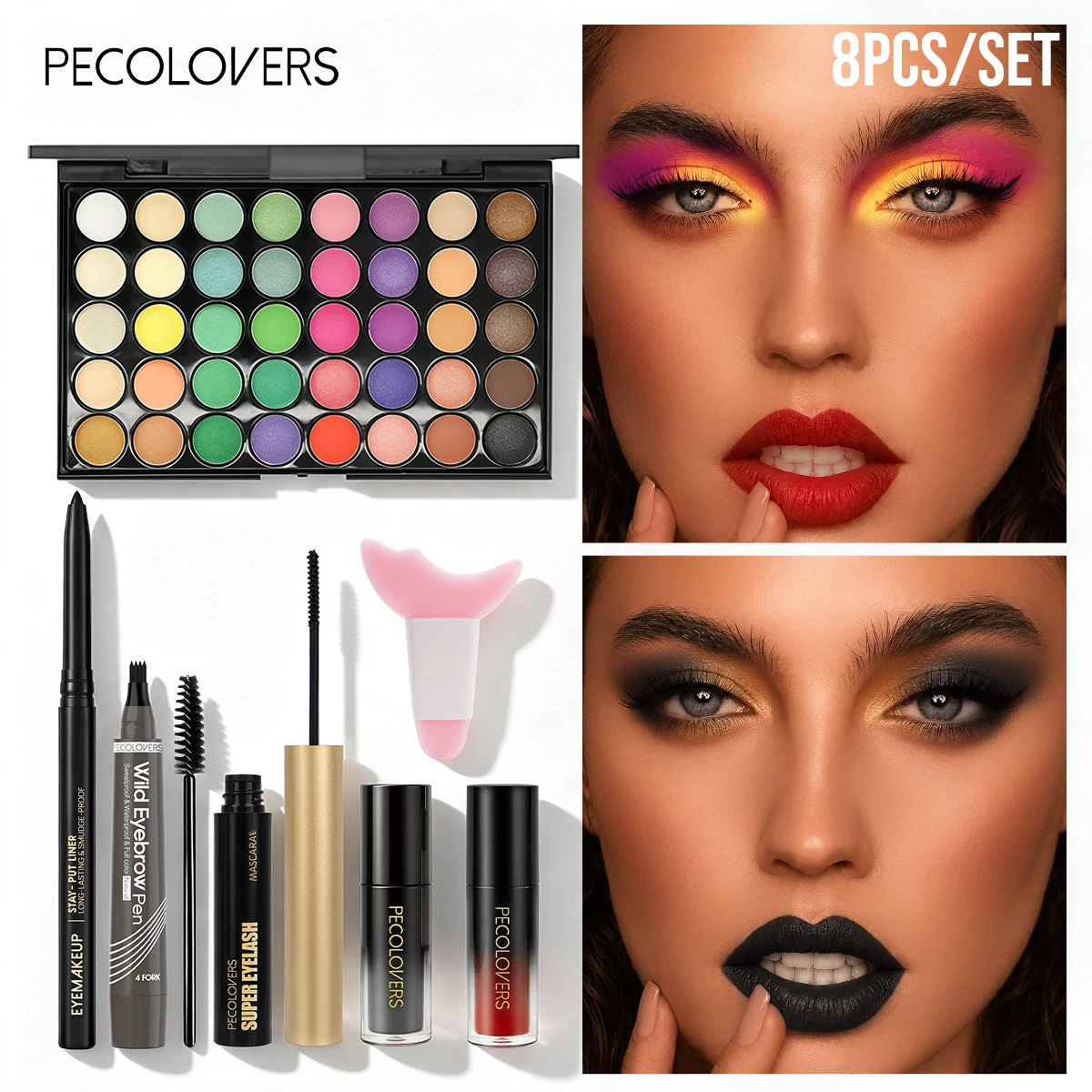 8pcs Makeup Kit, All‑In‑One Full Face Cosmetic Set With Multicolor Eyeshadow Palette, Eyeliner, Eyebrow Pen, Mascara, Lip Gloss