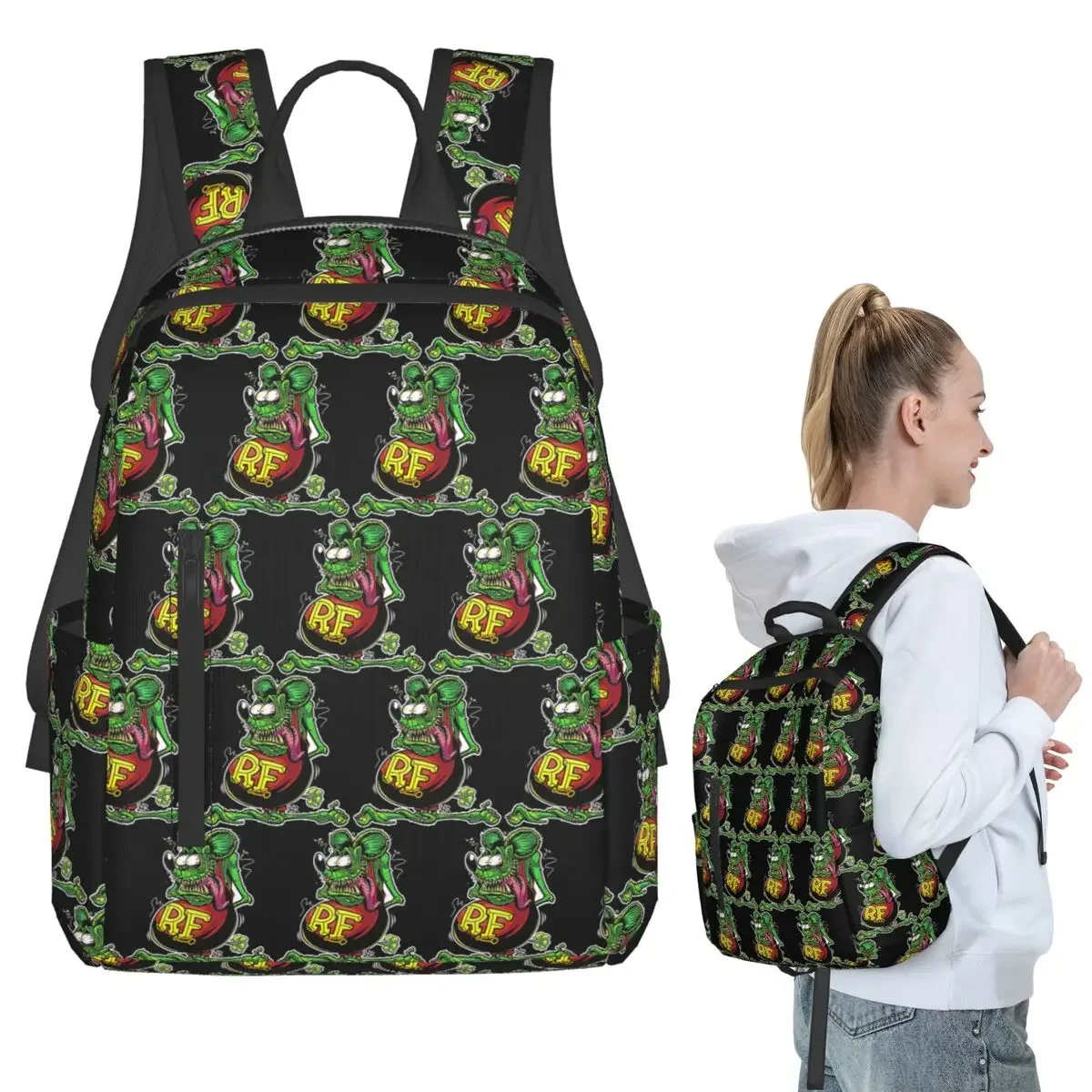

Bootleg Rat Fink Backpack Student Boys Girls BookBag Children School Bag Computer Shoulder Bags for Men Women