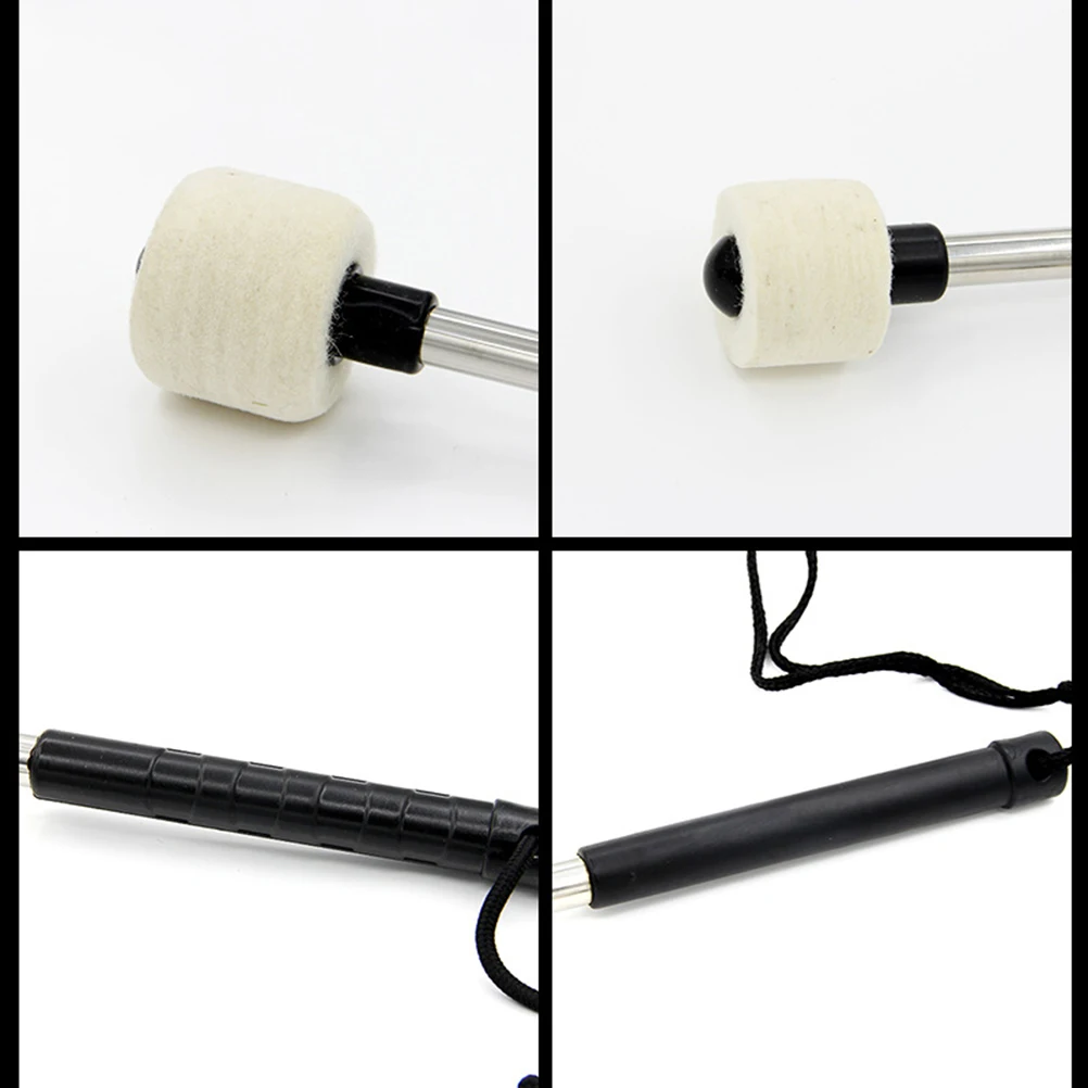 

2 Pcs Drum Snare Stainless Steel Percussion Instrument Music Accessory Black Felt