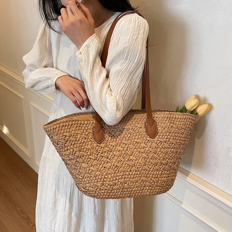 

Новые соломенные сумки для женщин 2026: люксовые дизайнерские летние пляжные сумки, плетеные сумки из ротанга, женские сумки через плечо, сумки-корзины для покупок