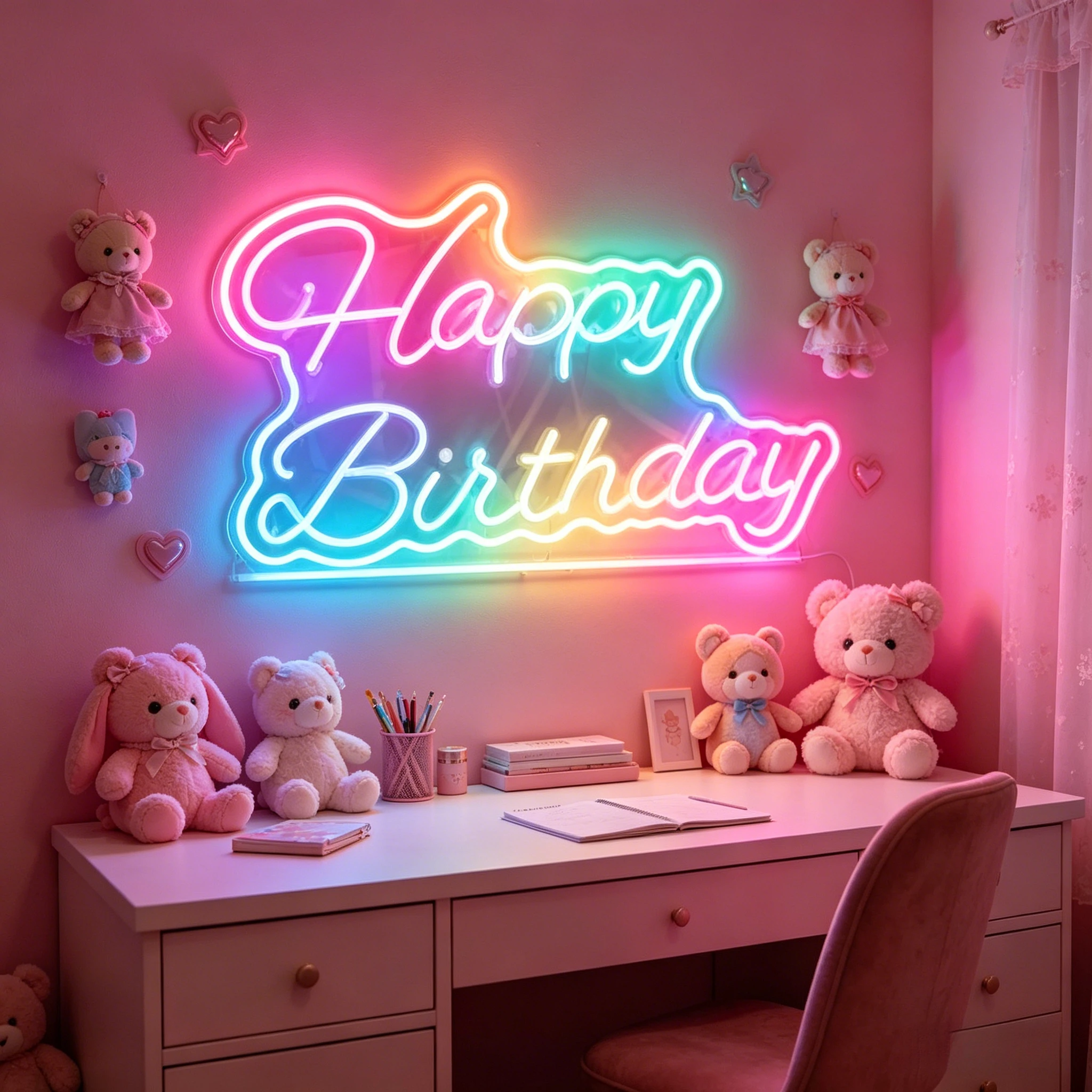 

Happy Birthday Neon Sign Colorful Glow USB Dimmable for Birthday Party Home Decor Romantic Atmosphere Xmas Wedding Unique Gift