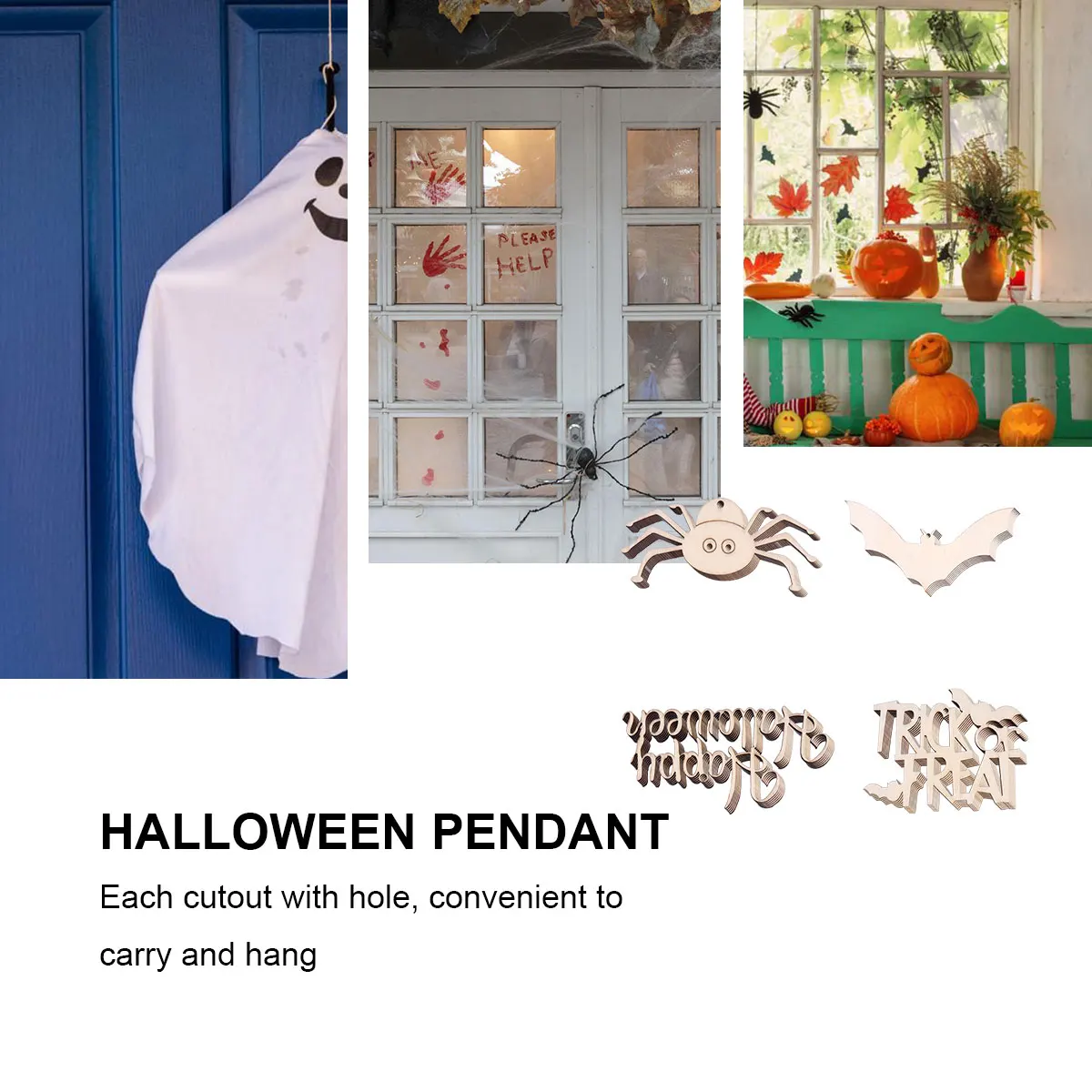 

40 Pcs Small Wood Pendant Home Decor Ornaments Halloween Decorations Bundles Wooden Pendants