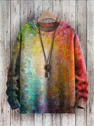 Unisex Hedging Knit Casual Print Sweatshirt Women For Men Sweater