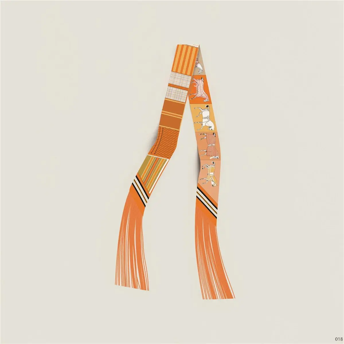 Europe Spring New Cashew Nut Women's Decorative 130x5cm tassel Small Silk Scarf Hair Band Binding Bag Handle Ribbon Small Scarf view 5