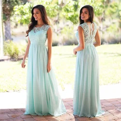 Elegant Mint Green Women Bridesmaid Dresses For Weddings Vestido Festa 2024 Simple Lace Long Formal Prom Party Gowns