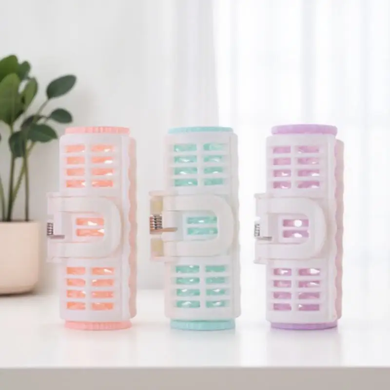 

8Pcs Automatic Hair Curlers Plastic Rollers Clips DIY Styling Tools Random Color Spiral Hair Curling Waves for Women and