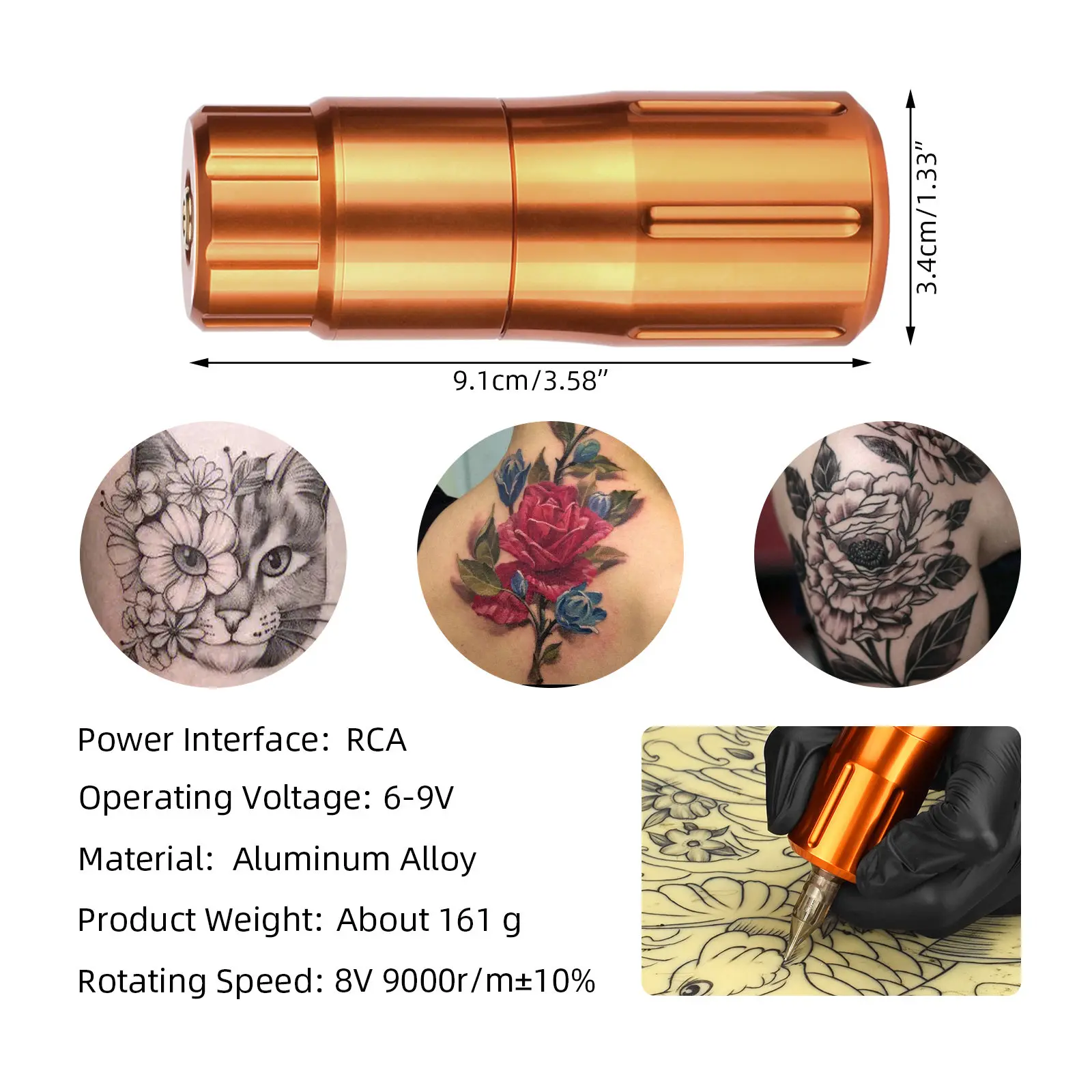 Rotary Tattoo Machine Professional Tatoo Pen Gun Tools RCA Cable Permanent Makeup