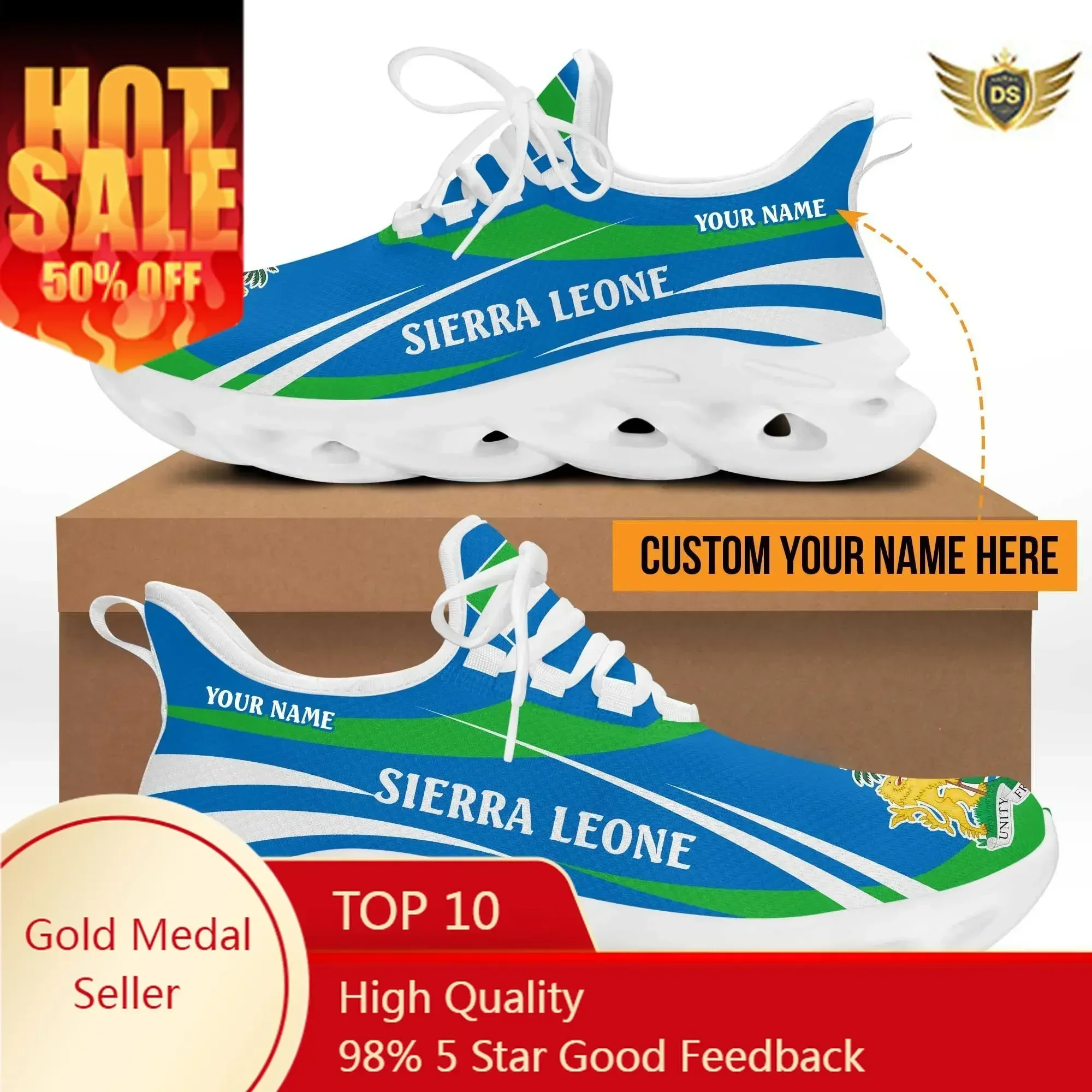 Designer Sneaker Man Flag Of Sierra Leone Printed Casual White Running Shoes Fashion Summer Sport Shoe For Male Teenager Boys