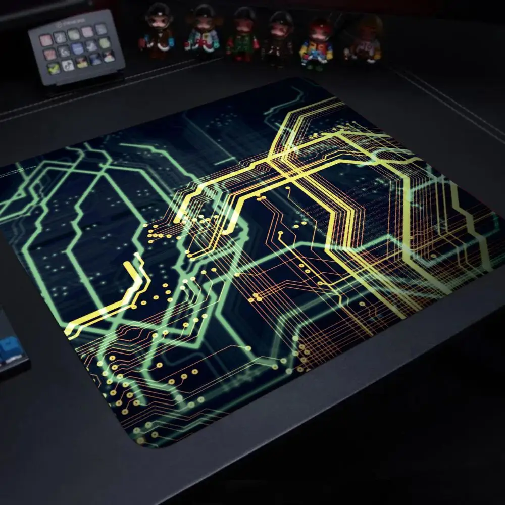 Tech Circuit Mouse Pads Small Mouse Pad Desk Pad Desktop Computer Keyboard Wireless Mouse Boy Girl Gift for Play games