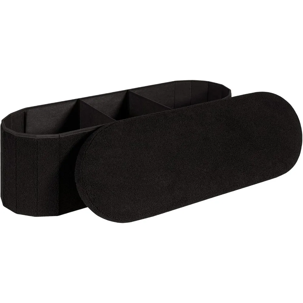 

43.3 Inches Collapsible Ottoman with Storage, Bench with Storage Ottoman for Living Room, Bedroom & Entryway-Black