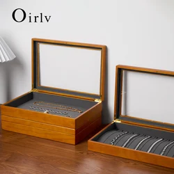 Oirlv Wooden Jewelry Box Retro Jewelry Display Ring Necklace Earring Bracelet Box Multi Jewelry Storage Organizer Display Case