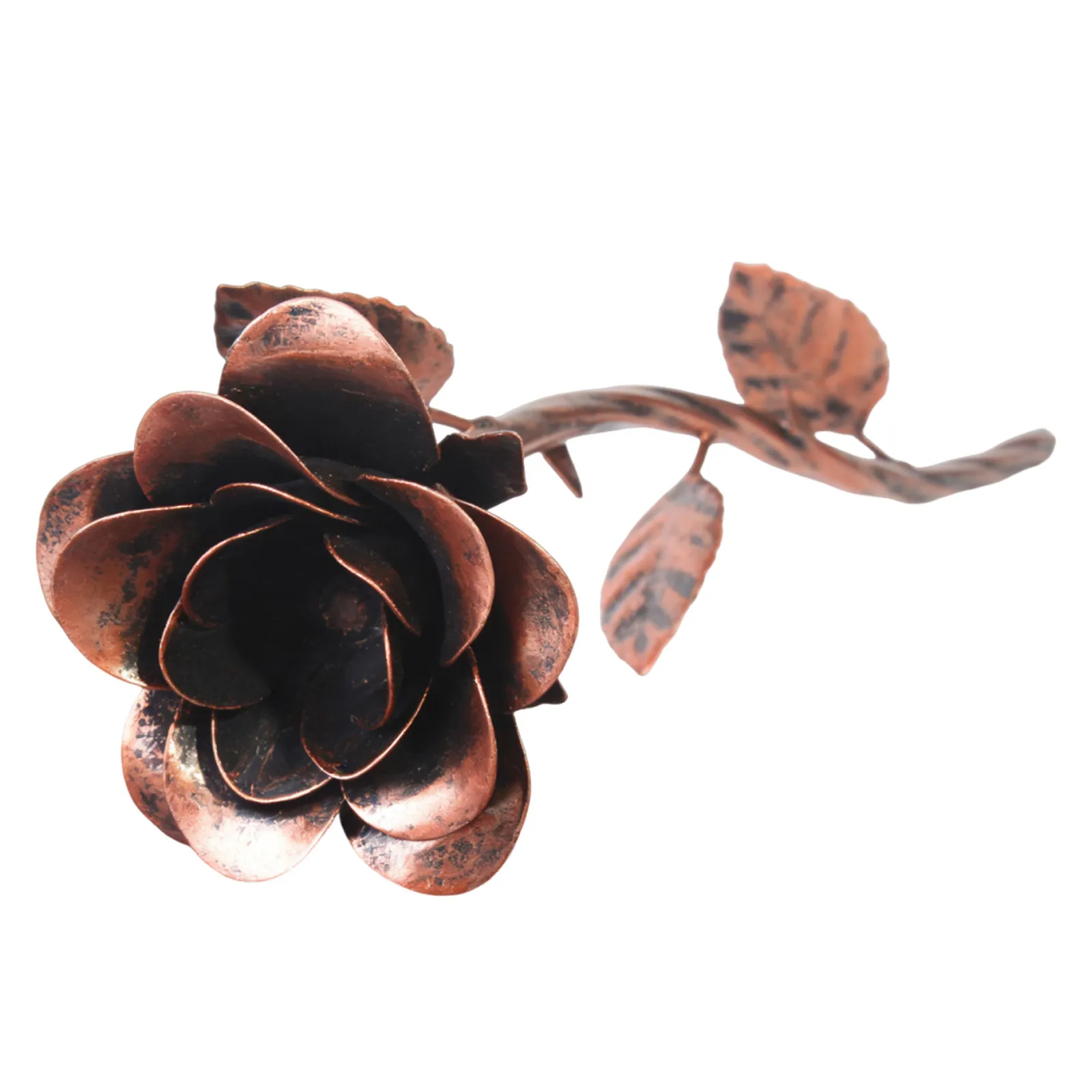 Cadeau Rose en Fer pour 6ème Anniversaire, Sculpture Florale en Métal Marron Foncé Faite à la Main, Souvenir de Mariage Rustique Romantique Éternel en Métal