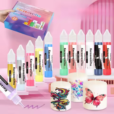 12-color Non-baking Candle Pen Pigment Gift Box Set Children's Handmade DIY Candle Painting Clothing Textiles