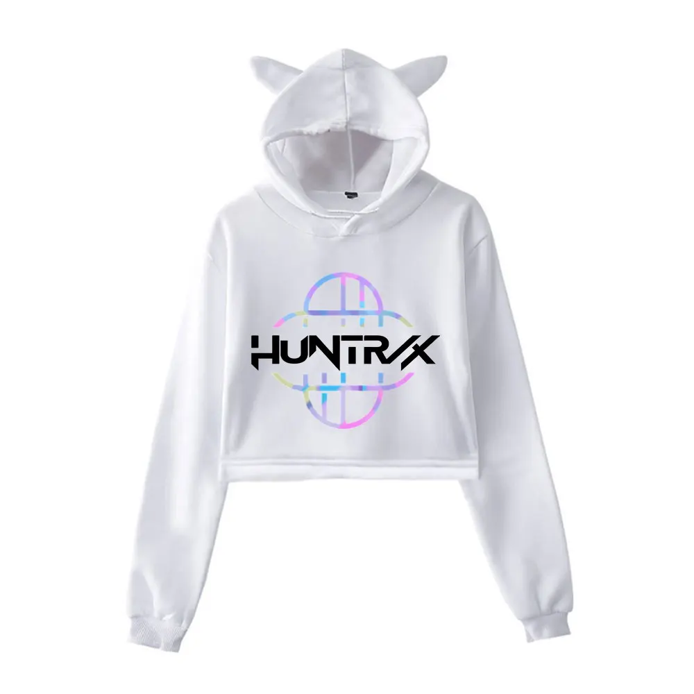 KPop Demon Hunters 2025 Merch Hoodies Sweatshirt for Girls Cat Ear Crop Pullover Casual Clothes