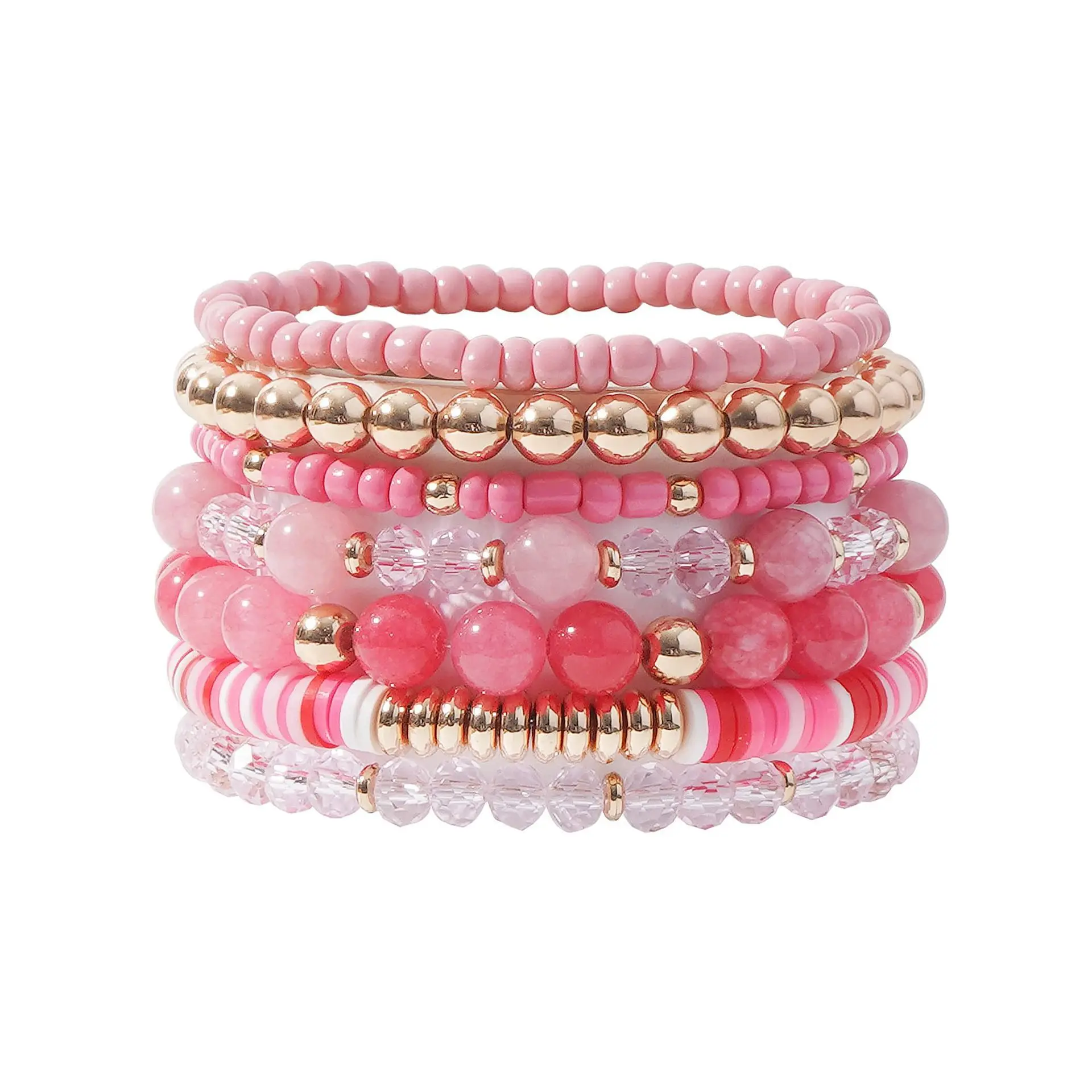 New Bohemian 5-color Soft Ceramic Sliced Bead Separated Friends Family Couple Soft Ceramic Bracelet Set Wholesale