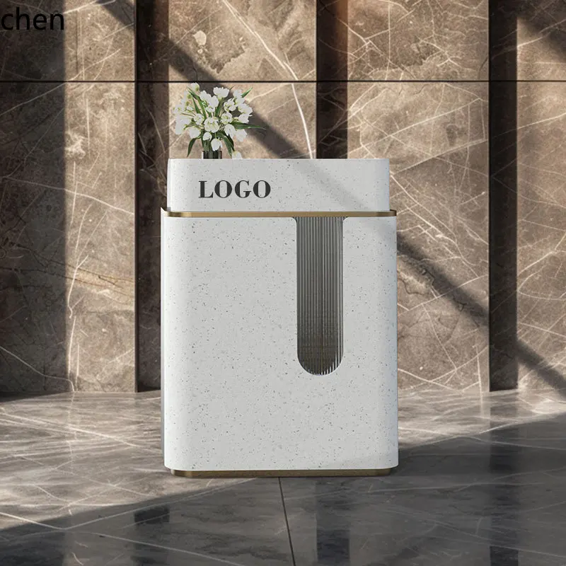 ZMLReception Desk Simple Modern Company Stainless Steel Corner Guide Desk
