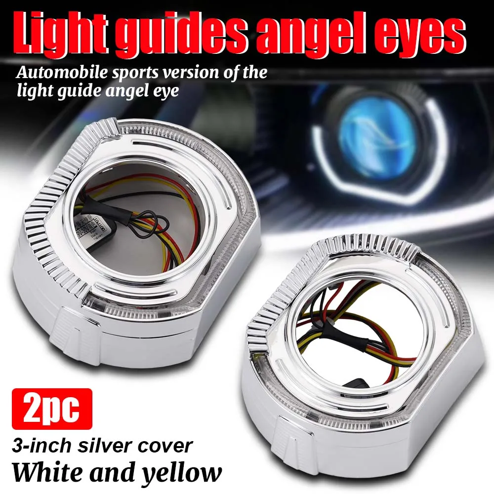 3 Inch LED Angel Eyes Sport Edition Integrated Cover Headlight Decoration Accessories for Projector Lens Car Headlight Shrouds