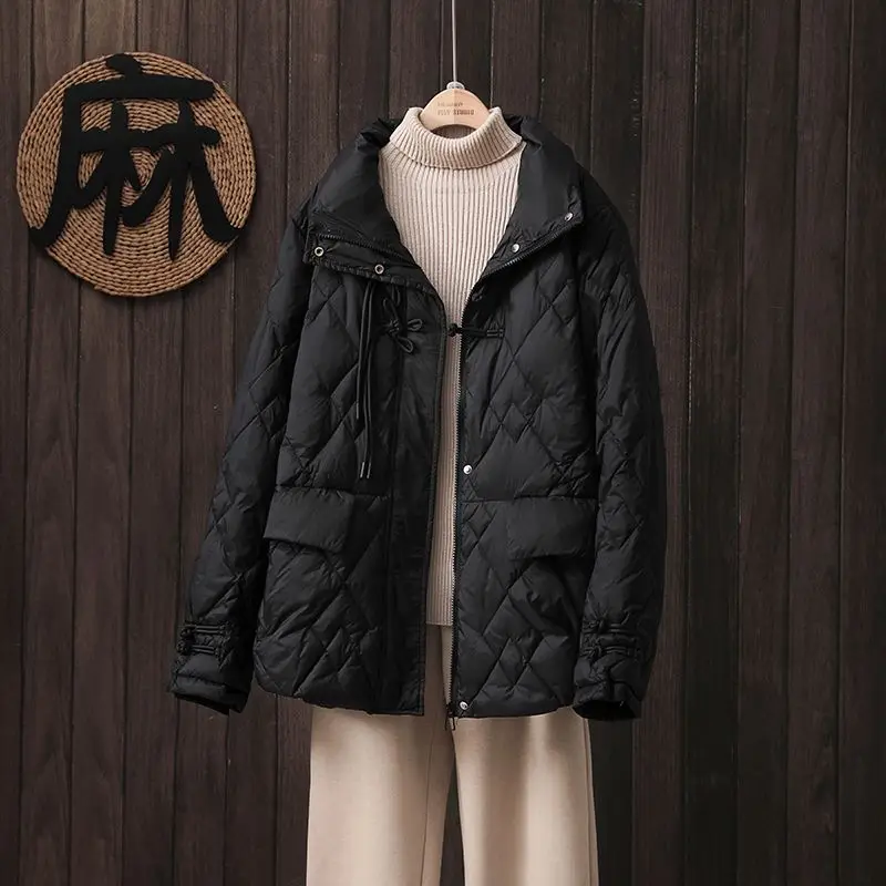 2026 herfst en winter nieuwe donsjas voor dames, woon-werkverkeer, opstaande kraag, winddicht, los donsjack