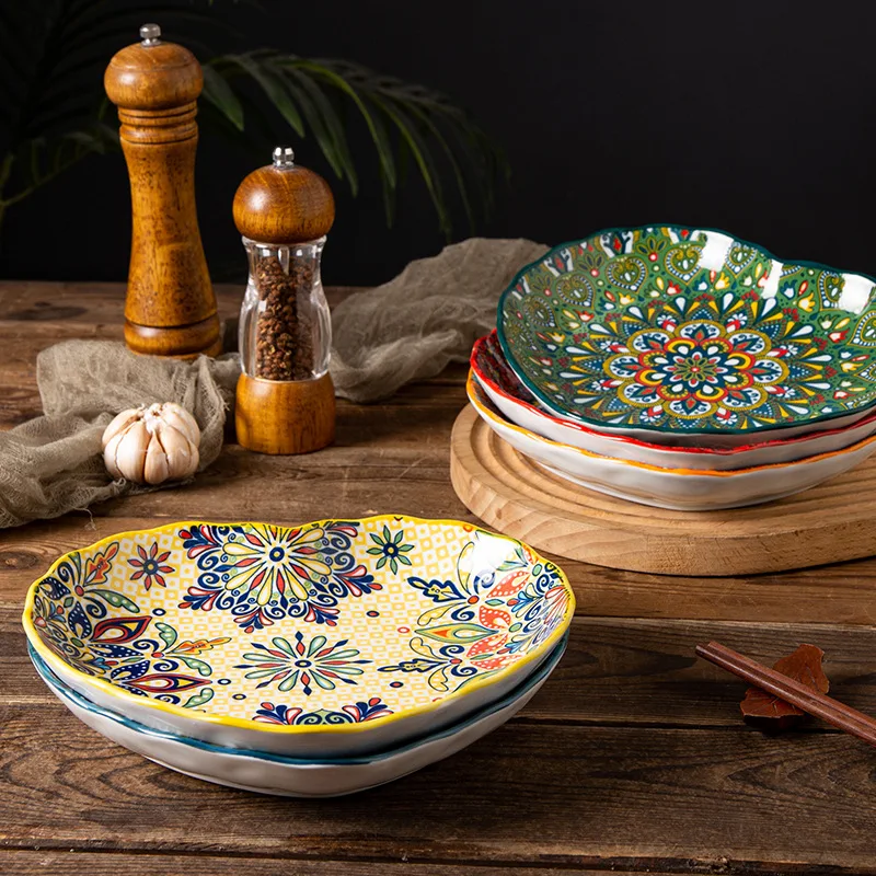 Ceramic Plates Vegetable Plates High-Appearation-Level Breakfast Plates Exquisite Heart-Shaped Dinner Plate Western Pasta Plate