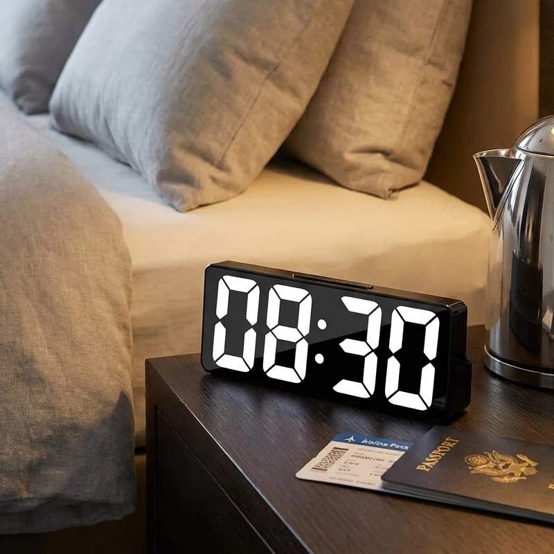 LED Digital Alarm Clock: Bedroom Desk Clock with Temperature Display, Adjustable Brightness, 12/24-Hour Format