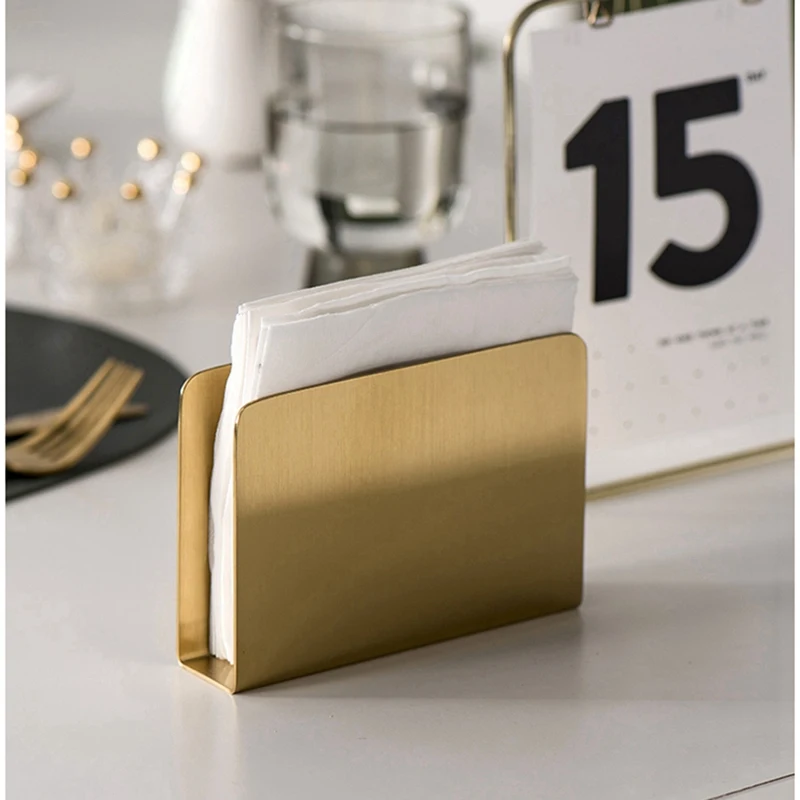 Nordic Gilded Napkin Holder Iron Art Gold Vertical Tissue Box Tissues Storage Holders Hotel Restaurant Desktop Decorate