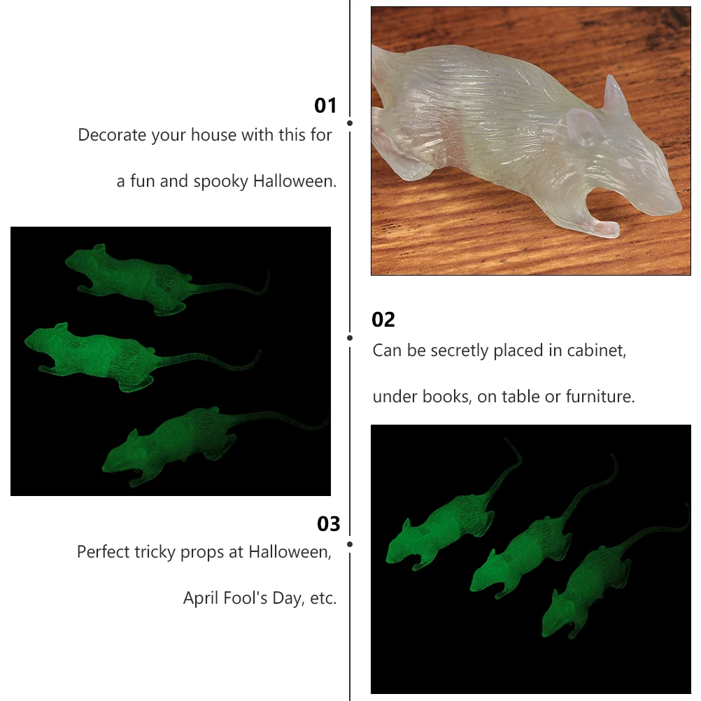 

20pcs Rats Luminous Mouse Prank Toy Realistic Decoration Halloween Props Scary Trick Funny Gift
