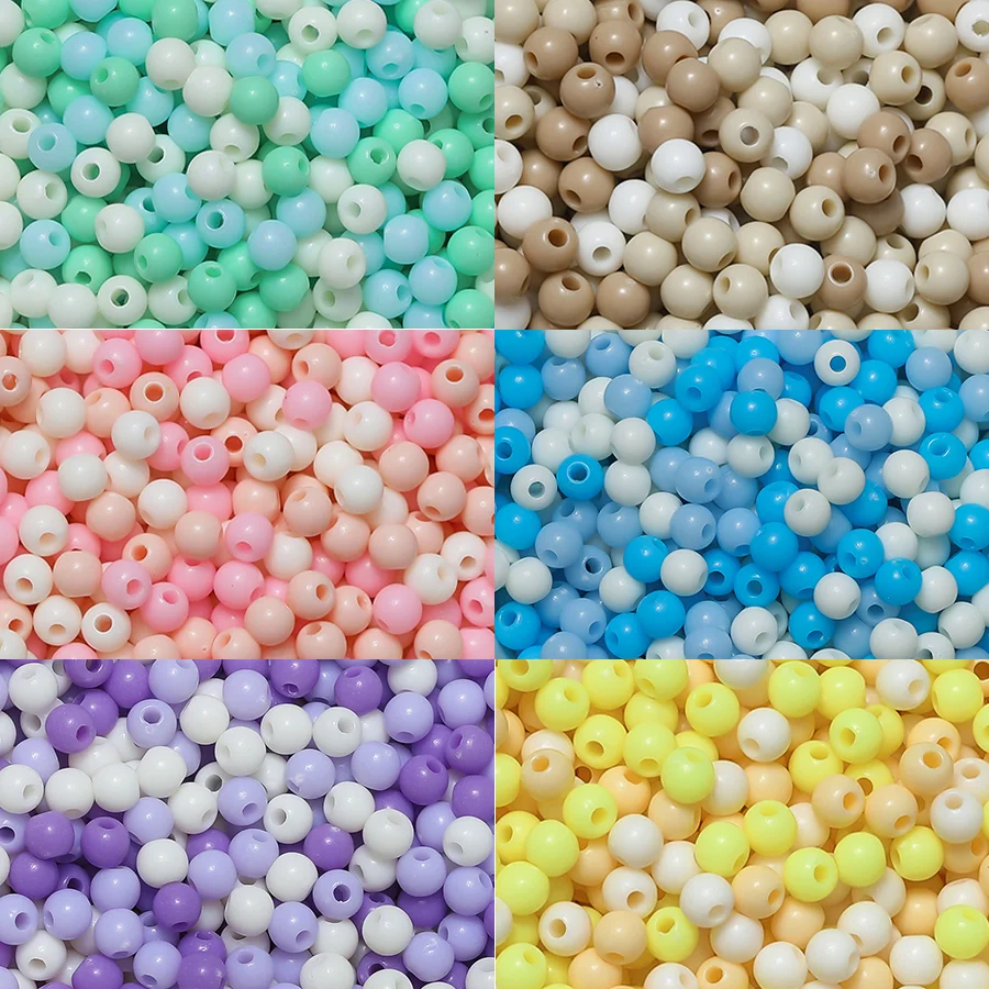 

100pcs 4mm Acrylic Mixed Color Beads Charm Seed Bead Round Spacer Beads For Jewelry Making DIY Bracelet Necklace Accessories