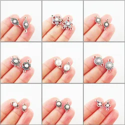 Fashion New Star Crown Eye Flower Round Charms White Plastic Pendants Connectors Tibetan Silver Plated